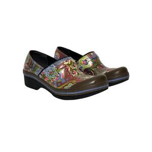 Dansko Vegan Volley Clogs Floral Paisley Patchwork Slip On Shoes Size 40